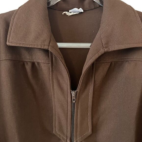 Vintage unisex 70s Pykettes shirt jacket / cardigan style top w/collar & zipper - Picture 2 of 14